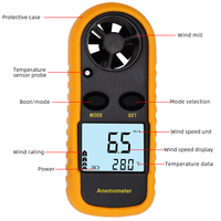 Anémomètre Numérique GM816 Testeur de Vitesse du Vent Débit d'Air Température avec Rétroéclairage LCD