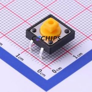 UK-B0262-FT-CJ-Y-160 Tactile Switch Through hole-4P,12x12mm Switch Single Pole Single Throw Rectangle Button 1.6N Through Hole - Product Image 1