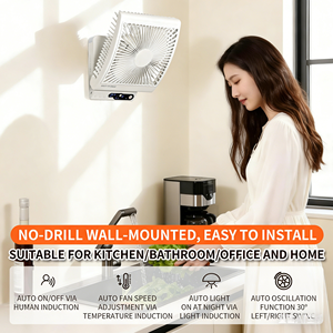 Ventilateur mural USB carré 8000 mAh, pliable, tactile, réglable, simple, élégant, pour bureau et maison, avec capteur de présence humaine - Product Image 4