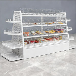 Dépanneur Étagères à collations supermarchés Cages de rangement en acier à usage léger Étagères à grille arrière réglable à 2 étagères pour montage mural - Product Image 1