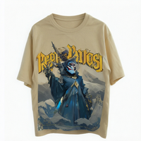 Kaos Pria Statue Liberty Bordir Bunga Cetak Loose Fit Lengan Pendek Streetwear Kasual 220 Gram 100% Katun