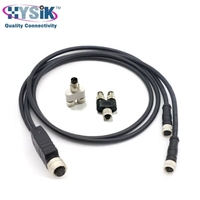 Kabel Y Splitter M12 4 Pin Female ke 2 M8 4 Pin Female Berkode A 1m untuk Pengkabelan Paralel Sensor