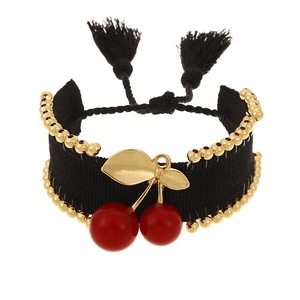 Bracelet tressé fait main en cuivre plaqué or 18 carats avec breloque cerise personnalisée, nouvelle mode, vente chaude <span class=keywords><strong>BD</strong></span>-D1181 - Product Image 2