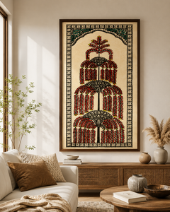 La peinture indienne traditionnelle est une Pattachitra, une forme d'art sur rouleau de tissu, originale et adaptée aux occasions intérieures, comme les salons. - Product Image 2