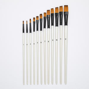 Ensemble de pinceaux d'artiste SHENGCHENG, 12 pièces, manche en bois blanc nacré, poils en nylon bicolores, pointes rondes/angulaires/pointues pour acrylique, huile, aquarelle - Product Image 4