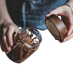 Bocal de stockage en verre rechargeable de gros écologique Récipient alimentaire vide pour bonbons, café boîtes scellées avec couvercles en liège Couvercles en liège - Product Image 5