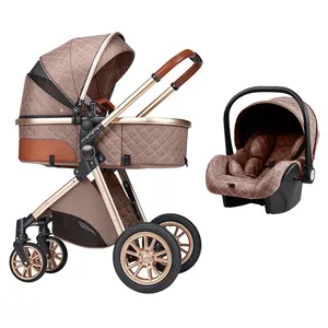 2023 alla moda Baby 3 in 1 passeggino compatto carrozzina di lusso per neonato