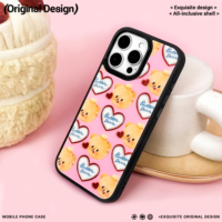 Coque de téléphone magnétique pour iPhone 17/17 Pro/17 Pro Max/16/16 Pro/16 Pro Max avec motif ours doré et bordure noire, doublure floquée