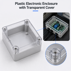 Boîtier électronique en plastique transparent sur mesure avec fixation par vis et étanchéité par moulage par injection, couvercle transparent, usinage par électroérosion à fil, couleur personnalisée - Product Image 1