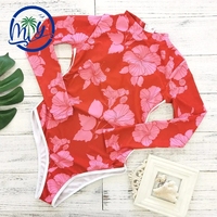 Maillot de bain une pièce à col montant et fermeture éclair au dos, manches longues, taille haute, extensible, personnalisé, directement de l'usine