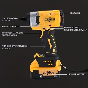 Obeng Listrik Tanpa Kabel Profesional 20V dengan Dua Baterai 2.0Ah Pengisi Daya Cepat Chuck 1/4" Daya Tahan Baterai Lama - Product Image 2