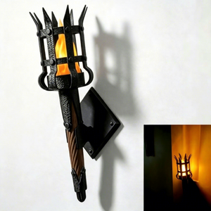 3D Printed Medieval Torch <b>Wall</b> <b>Sconce</b> Retro Iron Flame Effect Lamp Vintage Gothic Decor <b>Light</b> for Home Bar Castle - Product Image 3