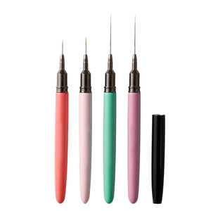 Pinceau ultra long à pointe fine pour nail art, stylo de dessin à tube métallique avec capuchon pour la peinture décorative au gel - Product Image 5