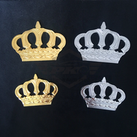 Autocollant de badge d'emblème de coffre de voiture en métal 3D de luxe argent or, logo de couronne VIP, pour la décoration de voiture, moto, vélo