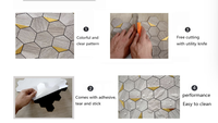 Carreaux muraux hexagonaux en PVC imperméables en gros, épaisseur 4 mm, isolation thermique, auto-adhésifs, pour crédence de salle de bain et appartement
