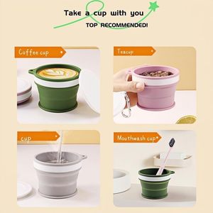 Custom Print Portable Outdoor <b>Pocket</b> Size Reusable Drinking Collapsible Silicone Folding <b>Coffee</b> Mug Cup - Product Image 4