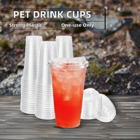 Gobelets jetables transparents en PET avec couvercles dôme 12/16 oz, simple paroi, estampage or, pour café glacé, jus, eau, bouteille à emporter