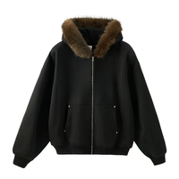 Sweater en laine personnalisé 400 g/m² pour homme, sweat à capuche zippé avec fourrure, capuche personnalisée, coton lourd, rivets, tricot, streetwear D28, MOQ acceptable