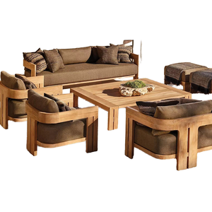 Luxury Modern Teak Wood Patio <strong>Garden</strong> Sofa Set Durable Outdoor Furniture with <strong>Rattan</strong> for Courtyard Park Use Including Sofa <strong>Table</strong> - Product Image 1