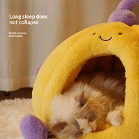 Lit pour chat en velours enveloppant toutes saisons avec rembourrage en fourrure de lapin, chaud et extra-épais pour l'hiver ; Lit douillet pour chien pour l'hiver