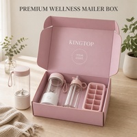 Boîte d'expédition rigide personnalisée pour kit cadeau bien-être, avec fermeture à rabat, rose blush, bordure dorée rose, vente en gros directe usine