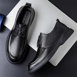 Chaussures habillées de luxe pour hommes en cuir de vachette, modèle 2025, de haute qualité, à lacets, pour le bureau, à bout carré, légères et respirantes, idéales pour les soirées. - Product Image 2