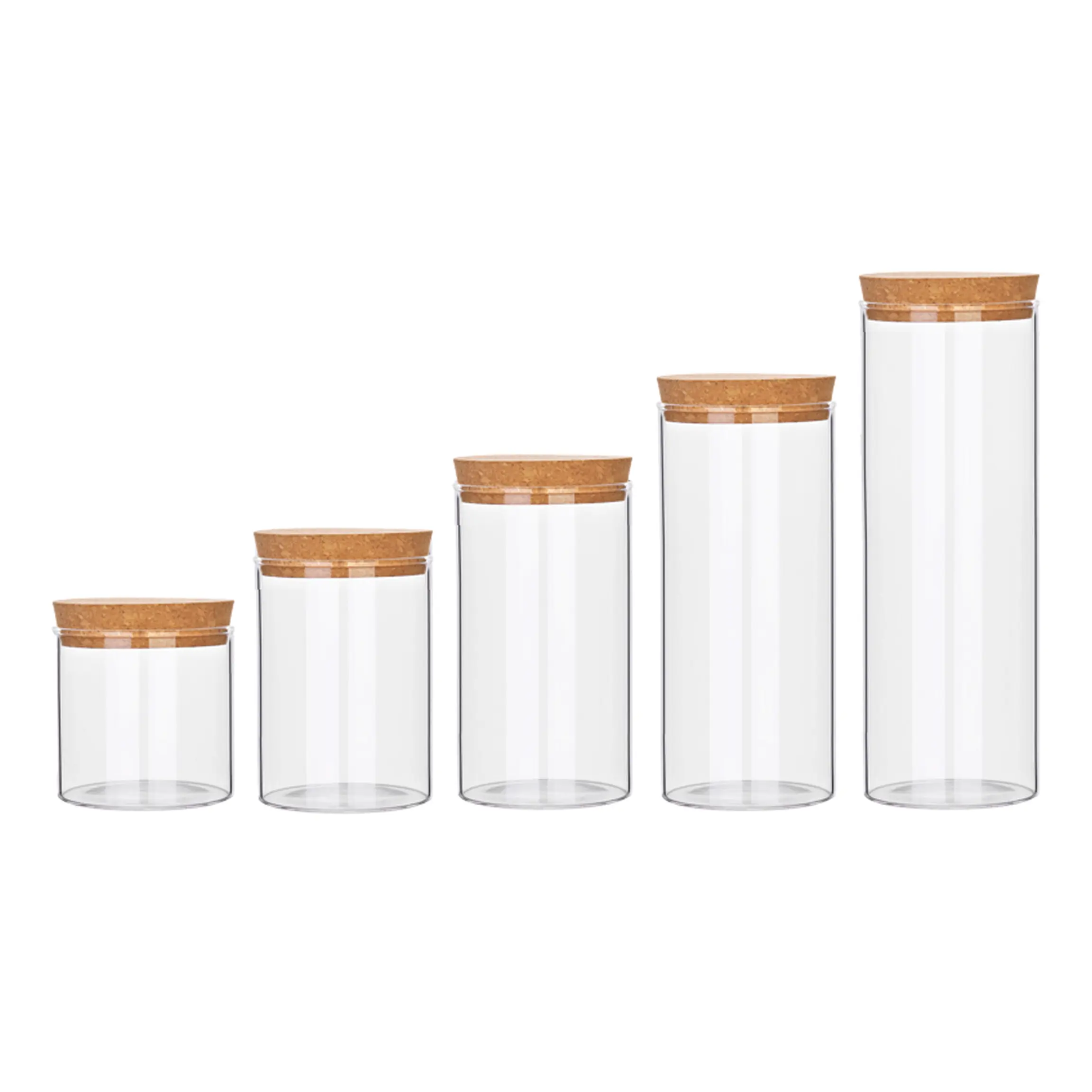 500ML Glass Food Storage Container with Cork Lids Large Capacity Sealed Glass Bottles Pot Jar for Kitchen Organizer GS10E