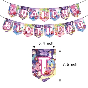Ensemble de fournitures de fête sur le thème Kirby Star pour enfants, comprenant une bannière, des ballons et des décorations pour cupcakes, pour les filles. - Product Image 2