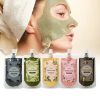 Máscara facial de limpeza de poros, máscara para limpeza de pele orgânica e ervas, com controle de óleo, chá verde, rosa
