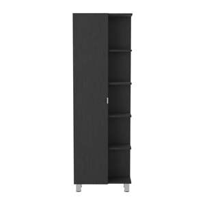 DB Urano Black Linen Cabinet <b>with</b> Four Interior and Five External <b>Shelves</b> <b>Mirror</b> <b>Bathroom</b> <b>Shelves</b> - Product Image 5