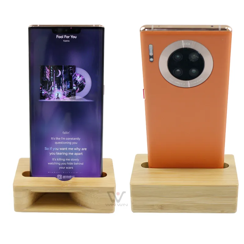 Bamboo Phone Holder Wireless Loudspeaker Tablet Stand Mini Speakers Mobile Speaker Multi-functional Luxury Bracket