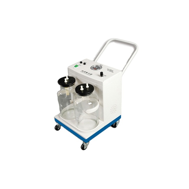 Hospital Medical Portable Electric Plastic Sputum Suction Machine with Two Bottle Low Noise Mobile Electric Suction Device