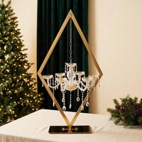 Vente en gros de décoration de mariage de luxe, bougeoir haut transparent, candélabres dorés pour mariage, centres de table