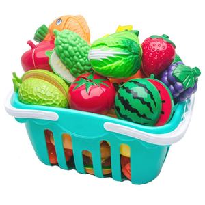 Ensemble de 35 pièces à découper avec grand panier, jeu de simulation réaliste pour enfants avec fruits, légumes et jouets de <span class=keywords><strong>cuisine</strong></span> occidentale - Product Image 1