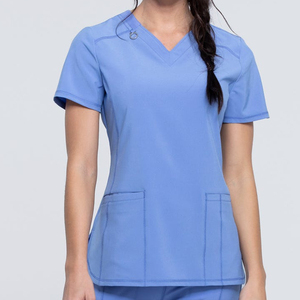 Scrubs da infermiera in Denim personalizzato direttamente alla moda manica corta a scollo a V uniforme da <span class=keywords><strong>lavoro</strong></span> Spandex prezzo di fabbrica stampato da <span class=keywords><strong>lavoro</strong></span> - Product Image 4