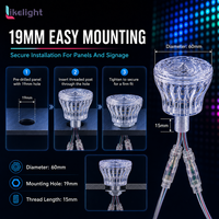 Luz de píxel inteligente tipo cabujón de 60 mm, DC24V, UCS2903, GS8206, DMX512, RGB, SMD5050, 18 LED, 360 grados, IP67, para señalización de parques de atracciones