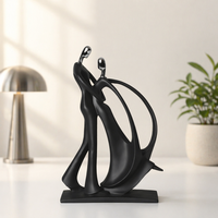 Charmante Sculpture Minimaliste en Résine Noire Faite à la Main, Couple Dansant Peint, Figurine de Danseur Abstraite Creuse pour la Maison et le Bureau