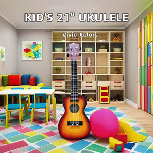 All'ingrosso 21 pollici solido Ukulele 4 corde colorato Sparano piccola chitarra con lo strumento musicale opaco per i bambini principianti - Product Image 4