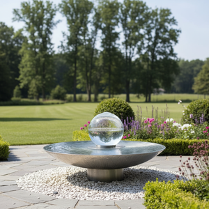 <span class=keywords><strong>Fontaine</strong></span> d'eau extérieure sphérique en métal et acrylique, éclairée par LED, style Art Déco, pour la décoration paysagère, personnalisable en gros pour les magasins de détail hors ligne - Product Image 4