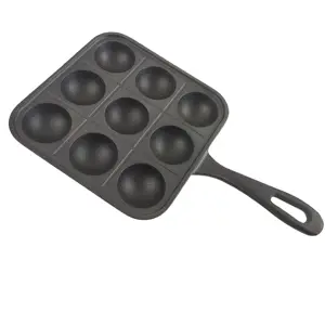 Bakeware Pan vuông gang giá rẻ 9 lỗ kim loại cổ điển chiên chảo & skillets sử dụng chung cho gas và bếp cảm ứng 1.2 kg