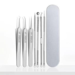 Mụn đầu đen Remover mụn trứng cá kim công cụ thép không gỉ đen Spot Blemish mụn loại bỏ kim nhíp mụn trứng cá kim chăm sóc da <span class=keywords><strong>Kit</strong></span> - Product Image 1