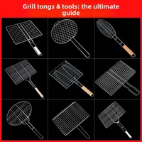 Pince de cuisson en acier inoxydable en forme de papillon à quatre griffes pour poisson grillé, viande, burger, barbecue au charbon de bois en extérieur