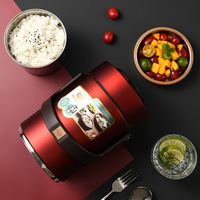 Conteneur isotherme empilable en acier inoxydable à 3 couches de 67 oz pour aliments chauds et soupes, avec couvercle en PP sans BPA et sac à lunch