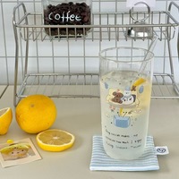 Verre à boire en verre borosilicaté de haute qualité, fait main, style Instagram, motif bonhomme de neige nocturne, pour jus, motif dessin animé