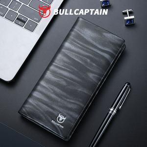 BULLCAPTAIN Custom European Fashion Business Lattice Bifold Slim <b>Long</b> RFID Blocking <b>Wallet</b> Card Holder Money Purse - Product Image 1