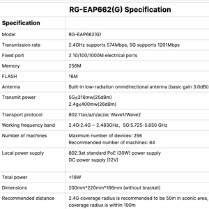 RG-EAP662(G) WIFI6 Double bande Gigabit 1800M Sans fil extérieur omnidirectionnel avec cryptage WEP 8 ports LAN - Product Image 4
