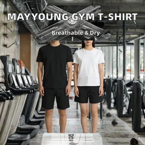 Camiseta Deportiva Transpirable de Algodón 100% para Hombre, Cuello Redondo, Manga Corta, Antiarrugas, Secado Rápido, para Verano - Product Image 2
