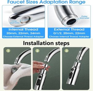 Aérateur de Robinet de Cuisine Moderne Pexmax, 3 Modes, Anti-éclaboussures, Adaptateur Prolongateur, Pulvérisateur de Lavabo, Filtre Économiseur d'Eau - Product Image 6