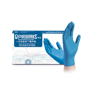 Gants en nitrile jetables AMMEX bleus sans poudre, épaisseur 0,05 mm, pour usage industriel et en laboratoire - Product Image 4