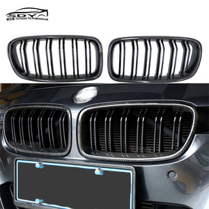 F30カーボンファイバーフロントグリルキドニーグリルデュアルスラットグリルBMW3シリーズF30F35用 - Product Image 1